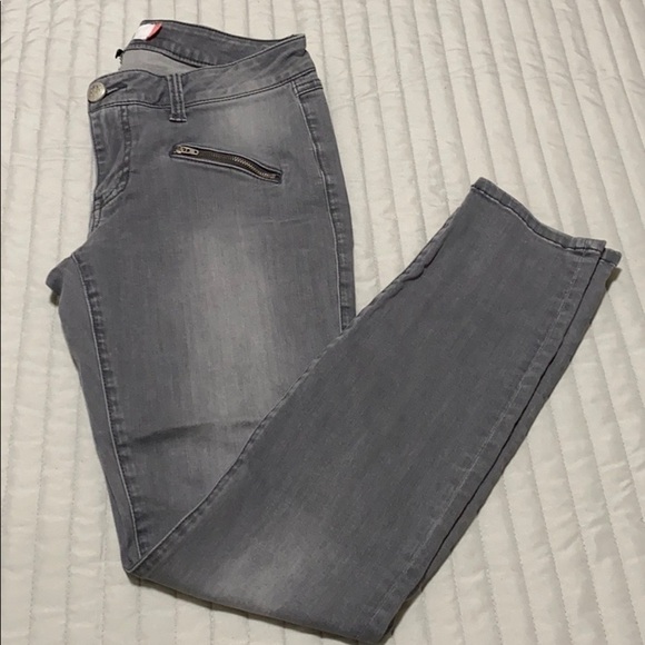 Cabi gray zipper moto pocket gray jeans size 6 - Picture 2 of 10